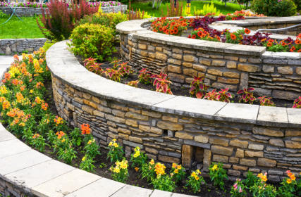 This is a picture of a garden retaining wall.